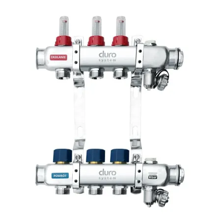 DURO SYSTEM – rozdzielacz do ogrzewania podłogowego 1" 3 sekcje