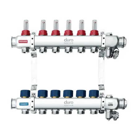 Duro System rozdzielacz do ogrzewania podłogowego 1" 6 sekcji