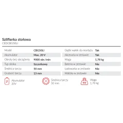 Tischschleifer Cedrus CEDCBG50LI 3in1 – Akku 20V, flexibel einsetzbar