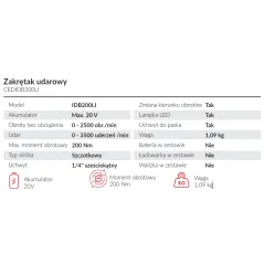 Zakrętak udarowy Cedrus CEDIDB200LI Cedrus Power