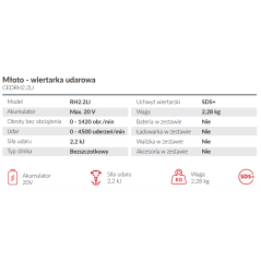 Młoto–wiertarka udarowa Cedrus CEDRH2.2LI