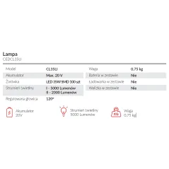 Lampa akumulatorowa LED Cedrus CEDCL35LI