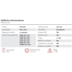 Szlifierka mimośrodowa Cedrus CEDOS125LI