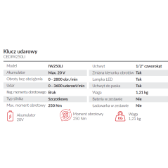 Klucz udarowy Cedrus CEDIW250LI
