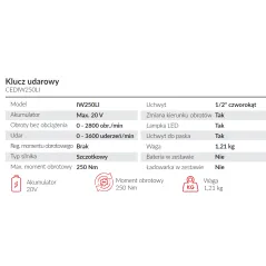 Klucz udarowy Cedrus CEDIW250LI