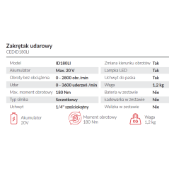 Zakrętak udarowy Cedrus CEDID180LI