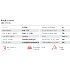 Podkaszarka akumulatorowa Cedrus CEDGT254LI - moc i precyzja