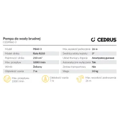 Pompa do wody brudnej Cedrus CEDPB60-3 - wydajność trwałość