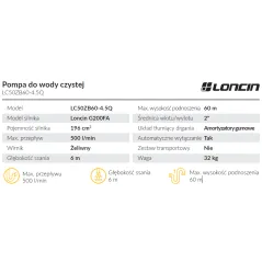 Pompa do wody czystej Loncin LC50ZB60-4.5Q