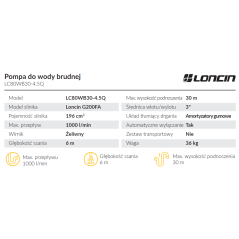 Pompa do wody brudnej Loncin LC80WB30-4.5Q