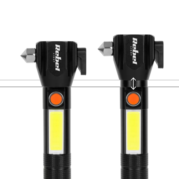 Akumulatorowa latarka wielofunkcyjna REBEL (zoom, nożyk, młotek do szyby)