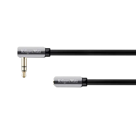 Kabel wtyk kątowy - gniazdo proste jack 3.5 stereo 1.0m Kruger&Matz