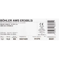 Bohler MIG drut spawalniczy 308LSi chromowo-niklowy 1.2X15kg szpula (cena za 1 szpulę)