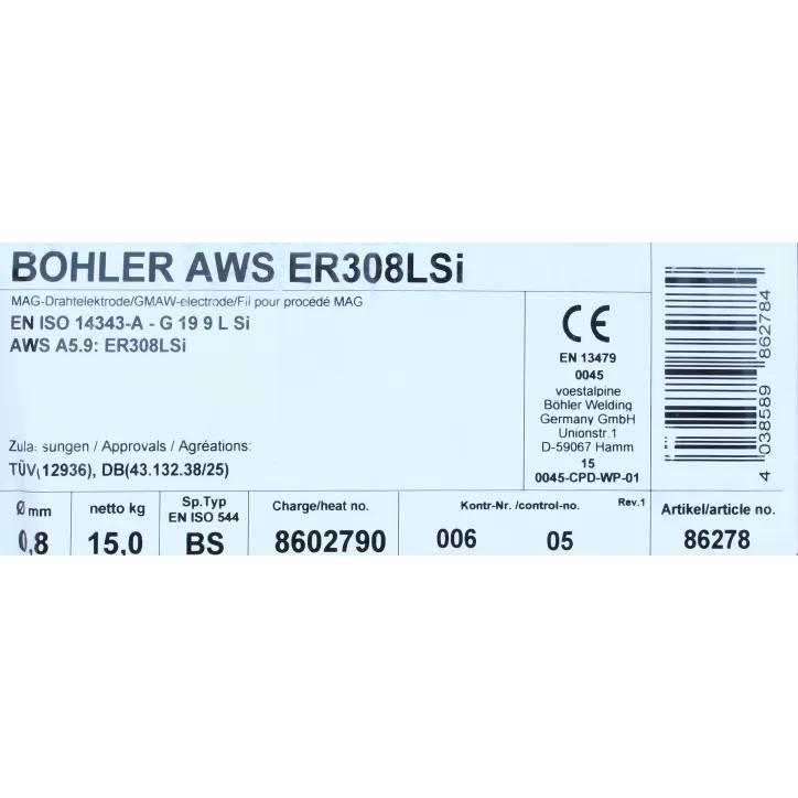 Bohler MIG drut spawalniczy 308LSi chromowo-niklowy 0.8X15kg szpula (cena za 1 szpulę) Bohler MIG drut spawalniczy 308LSi chromowo-niklowy 0.8X15kg szpula (cena za 1 szpulę)