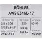 Bohler MMA elektroda spawalnicza chromowo-niklowa 316L 2.5x300/4.0paczka/16.0karton (cena za 1 paczkę)