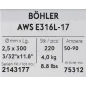 Bohler MMA elektroda spawalnicza chromowo-niklowa 316L 2.5x300/4.0paczka/16.0karton (cena za 1 paczkę)