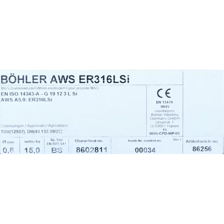 Bohler MIG drut spawalniczy 316LSi chromowo-niklowy 0.8X15kg szpula (cena za 1 szpulę) Bohler MIG drut spawalniczy 316LSi chromowo-niklowy 0.8X15kg szpula (cena za 1 szpulę)