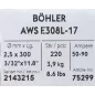 Bohler MMA elektroda spawalnicza chromowo-niklowa 308L 2.5x300/3.9paczka/15.6karton (cena za 1 paczkę)