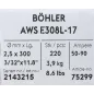 Bohler MMA elektroda spawalnicza chromowo-niklowa 308L 2.5x300/3.9paczka/15.6karton (cena za 1 paczkę)