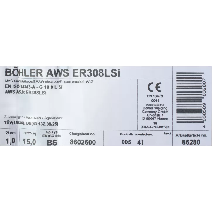 Bohler MIG drut spawalniczy 308LSi chromowo-niklowy 1.0X15kg szpula (cena za 1 szpulę) Bohler MIG drut spawalniczy 308LSi chromowo-niklowy 1.0X15kg szpula (cena za 1 szpulę)