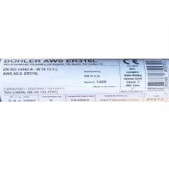 Bohler TIG drut spawalniczy pręt TIG 316L chromowo-niklowy 2.4x1000/opk. 5kg (cena za 1kg)