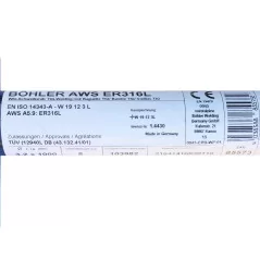 Bohler TIG drut spawalniczy pręt TIG 316L chromowo-niklowy 3.2x1000/opk. 5kg (cena za 1kg)