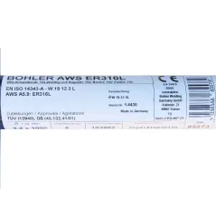 Bohler TIG drut spawalniczy pręt TIG 316L chromowo-niklowy 3.2x1000/opk. 5kg (cena za 1kg)