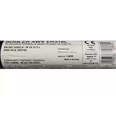 Bohler TIG drut spawalniczy pręt TIG 316L chromowo-niklowy 2.0x1000/opk. 5kg (cena za 1kg)