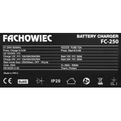 Mikroprocesorowy prostownik do akumulatorów samochodowych z funkcją rozruchu 12V/24V 250A FC-250