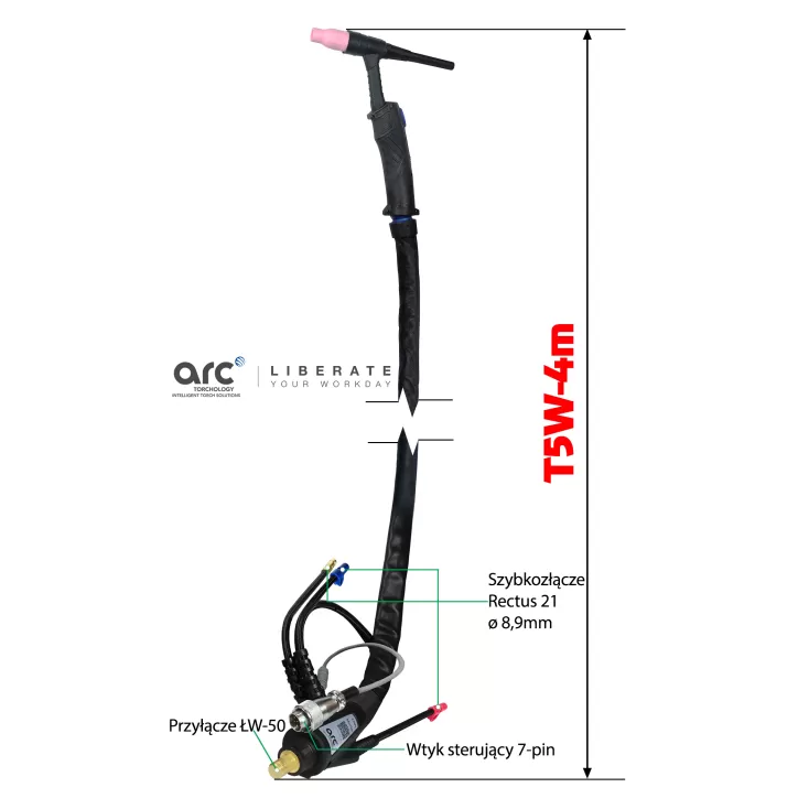 TIG ARC Uchwyt T5W/4m 550A-DC/385-AC