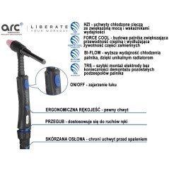 TIG ARC Uchwyt T5W/4m 550A-DC/385-AC