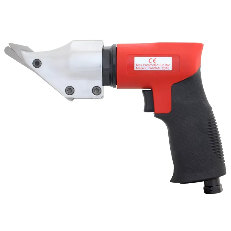 Pneumatyczne nożyce do cięcia blachy z uchwytem pistoletowym.