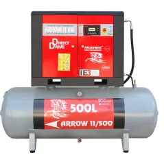 Sprężarka śrubowa Profi Kompressoren ARROW 11kW/500L zestaw na zbiorniku poziomym
