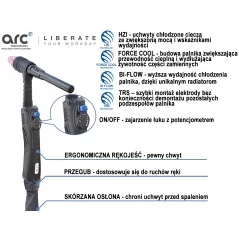 Spawarka inwertorowa JET TIG II TOWER AC/DC 500A IGBT PFC Welder Fantasy + chłodnica + wózek + uchwyt ARC T5W 4m