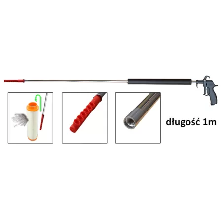 Pistolet do dmuchania oraz czyszczenia wkładów filtrów przemysłowych 1m 'PROFI 40' dysza kątowa
