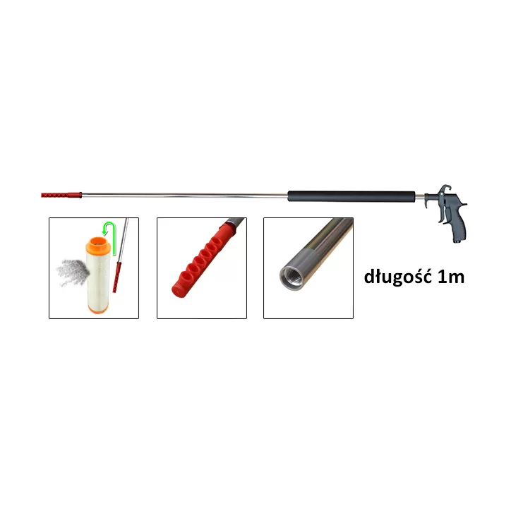 Pistolet do dmuchania oraz czyszczenia wkładów filtrów przemysłowych 1m 'PROFI 40' dysza kątowa Pistolet do dmuchania oraz czyszczenia wkładów filtrów przemysłowych 1m 'PROFI 40' dysza kątowa