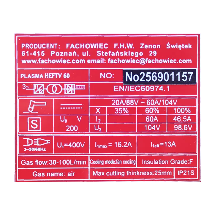 Przecinarka plazmowa HEFTY II 60 Welder Fantasy Przecinarka plazmowa HEFTY II 60 Welder Fantasy