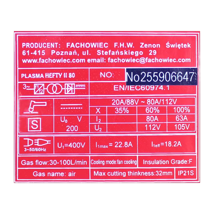 Przecinarka plazmowa HEFTY II 80 Welder Fantasy Przecinarka plazmowa HEFTY II 80 Welder Fantasy