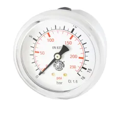 Manometr 63mm GLICERYNA 1/4" TYLNY 16bar