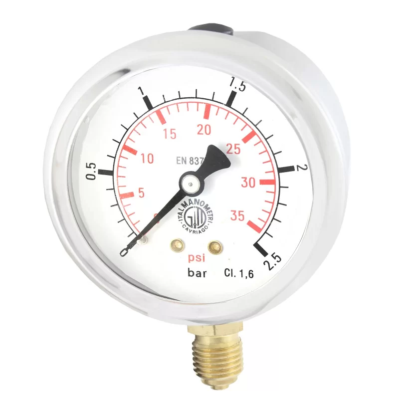 Manometr 63mm GLICERYNA 1/4" DOLNY 2,5 bar