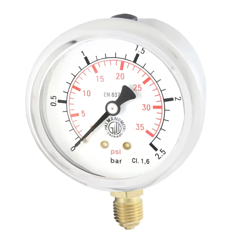 Manometr 63mm GLICERYNA 1/4" DOLNY 2,5 bar Manometr 63mm GLICERYNA 1/4" DOLNY 2,5 bar