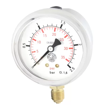 Manometr 63mm GLICERYNA 1/4" DOLNY 2,5 bar