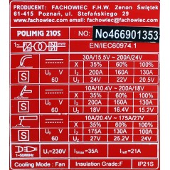 Półautomat spawalniczy inwerterowy 3w1 POLIMIG 210 MIG/MAG TIG MMA Welder Fantasy + komplet uchwytów