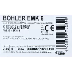 Bohler MAG drut spawalniczy EMK6 ER70S-6 G3Si1 12.50 0.8X15kg szpula (cena za 1 szpulę)