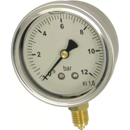 Manometr 100mm GLICERYNA 1/2" 12 bar dolny