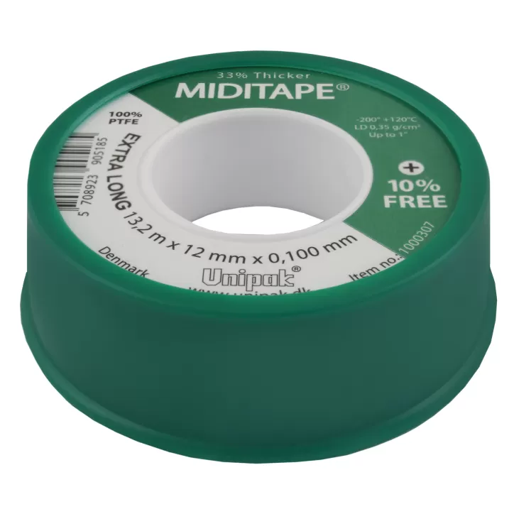 Taśma teflonowa 12m x 12mm x 0.1mm MIDITAPE Taśma teflonowa 12m x 12mm x 0.1mm MIDITAPE