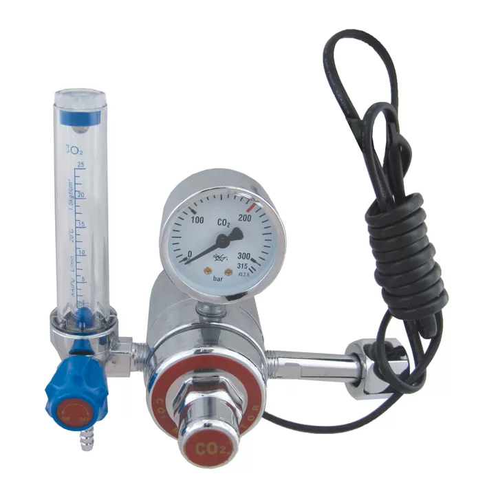 Reduktor butlowy CO2 MINI rotametr + podgrzewacz 36V Reduktor butlowy CO2 MINI rotametr + podgrzewacz 36V