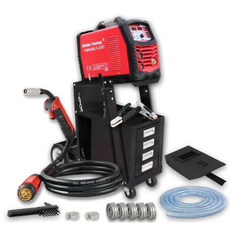 Zestaw producenta półautomat spawalniczy 3w1 TWINMIG2 200A Synergia MIG/MAG/FCAW/MMA/TIG LIFT Welder Fantasy + Wózek spawalniczy