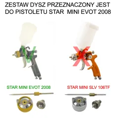 Zestaw dysz do pistoletu lakierniczego STAR MINI LVLP* 1.0mm GOLD EVO-T 2008