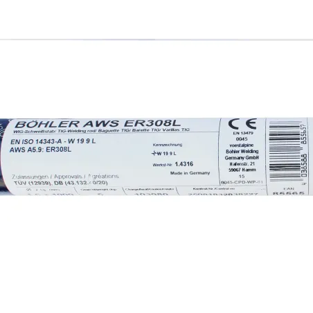 Bohler TIG drut spawalniczy pręt TIG 308L chromowo-niklowy 1.6x1000/opk. 5kg (cena za 1kg)